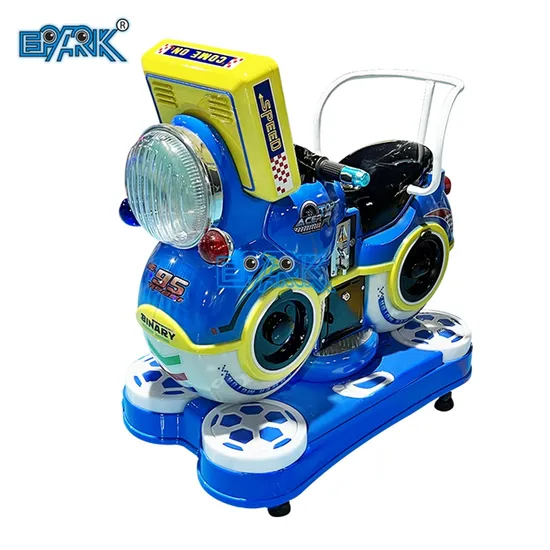 Máquina de columpio para niños con forma de motocicleta alegre que funciona con monedas, estilo elevador giratorio y musical
